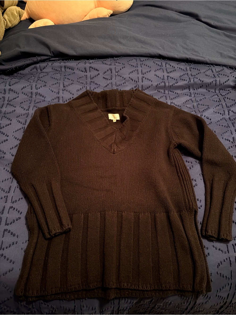 Lou & Grey Dark Brown V-Neck Pullover Sweater